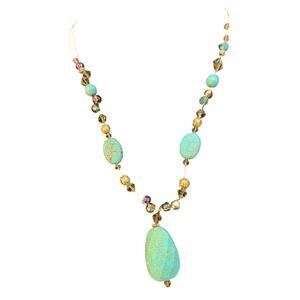 Vintage Faux Turquoise and Bead Necklace